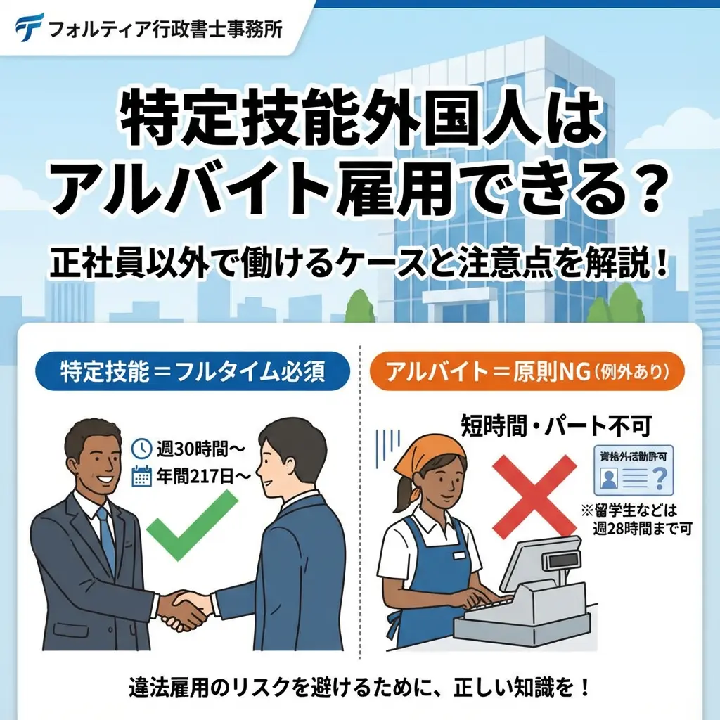 特定技能外国人をアルバイトとして雇用できる?正社員以外で働けるケースを解説